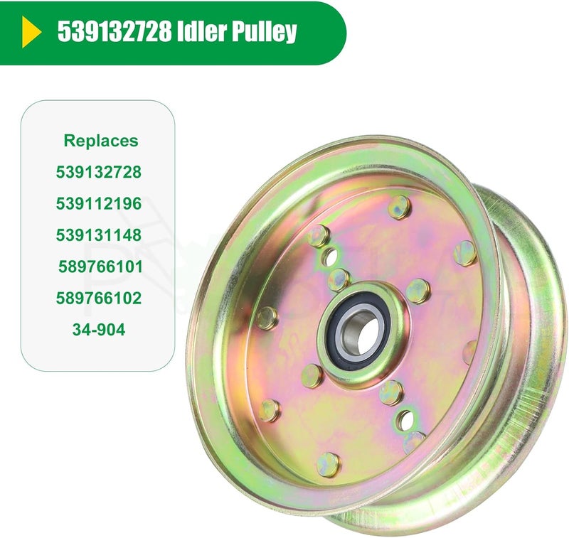 POSFLAG 2 Pack 589766102 Husqvarna Idler Pulley Replaces Husqvarna 539132728 Deck Idler Pulley, 539132728 Husqvarna Idler Pulley, 589766101, 539-132728, 539 13 27-28 for Husqvarna MZ61, RZ46I Tractors - Image 3